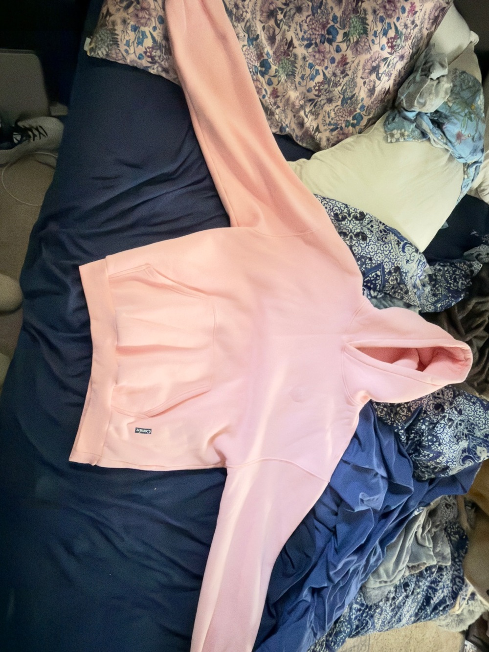 Women's Light Pink Pullover Hoodie with Front Pocket